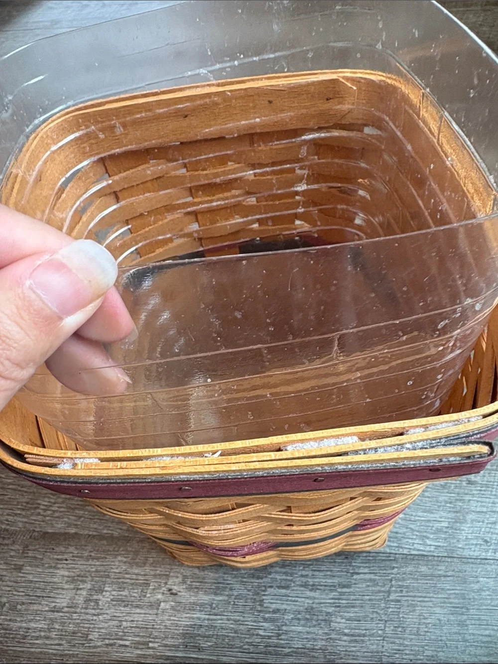 Longaberger Basket 10”H Waste Basket Holiday w/ Protector
